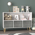 White Toy Storage Cabinet with Fabric Drawers I398586