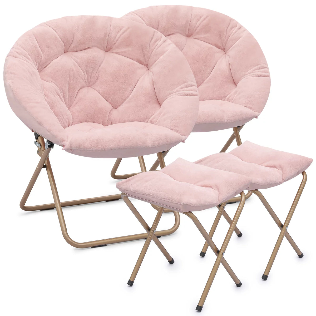 Set of 2 Oversized Folding Lounge Chair with Ottoman C713983