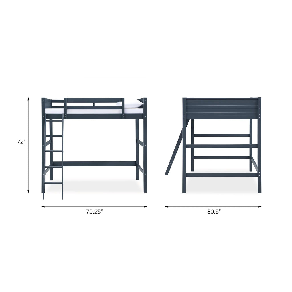 Full Size Loft Bed with Ladder, Black W6023