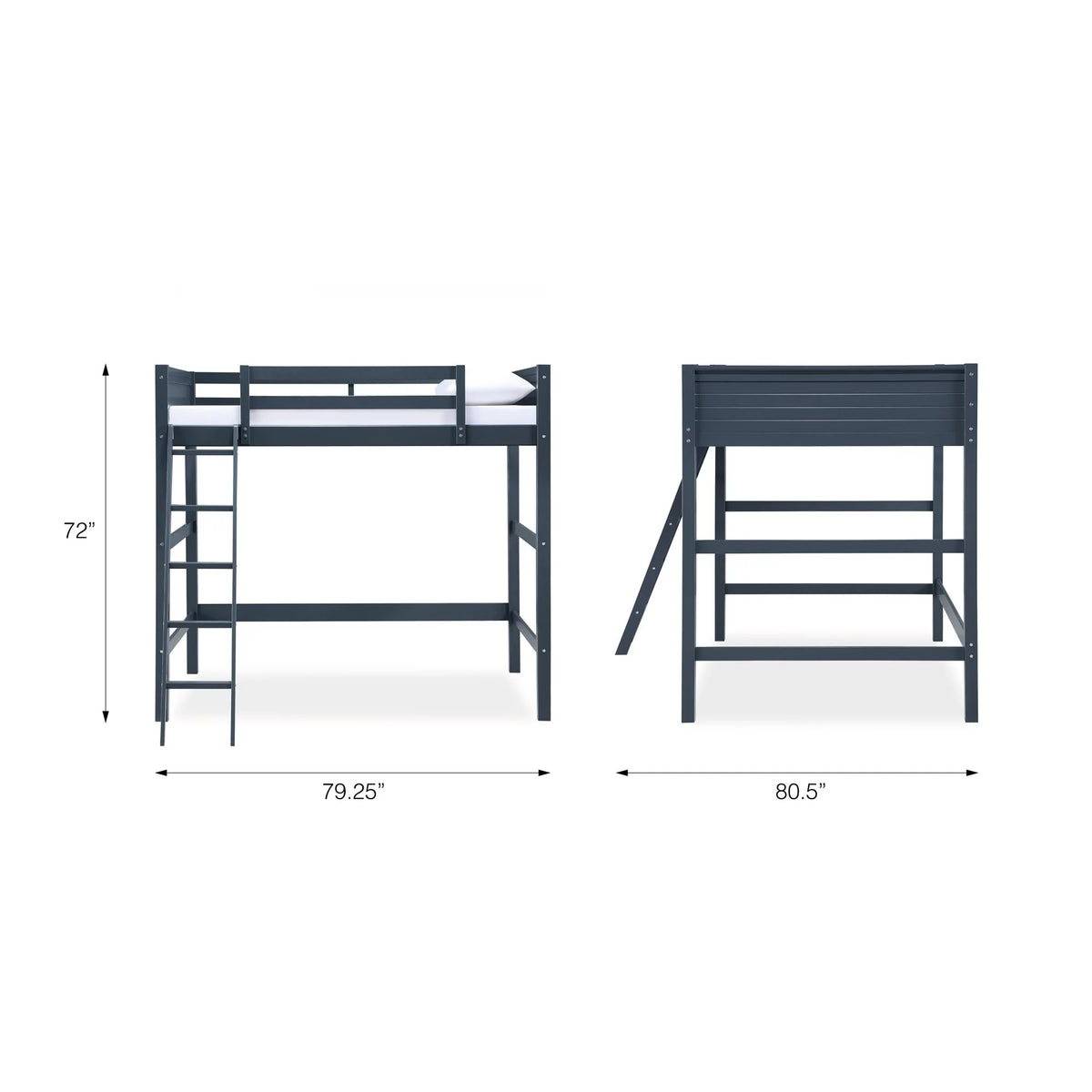 Full Size Loft Bed with Ladder, Black W6023