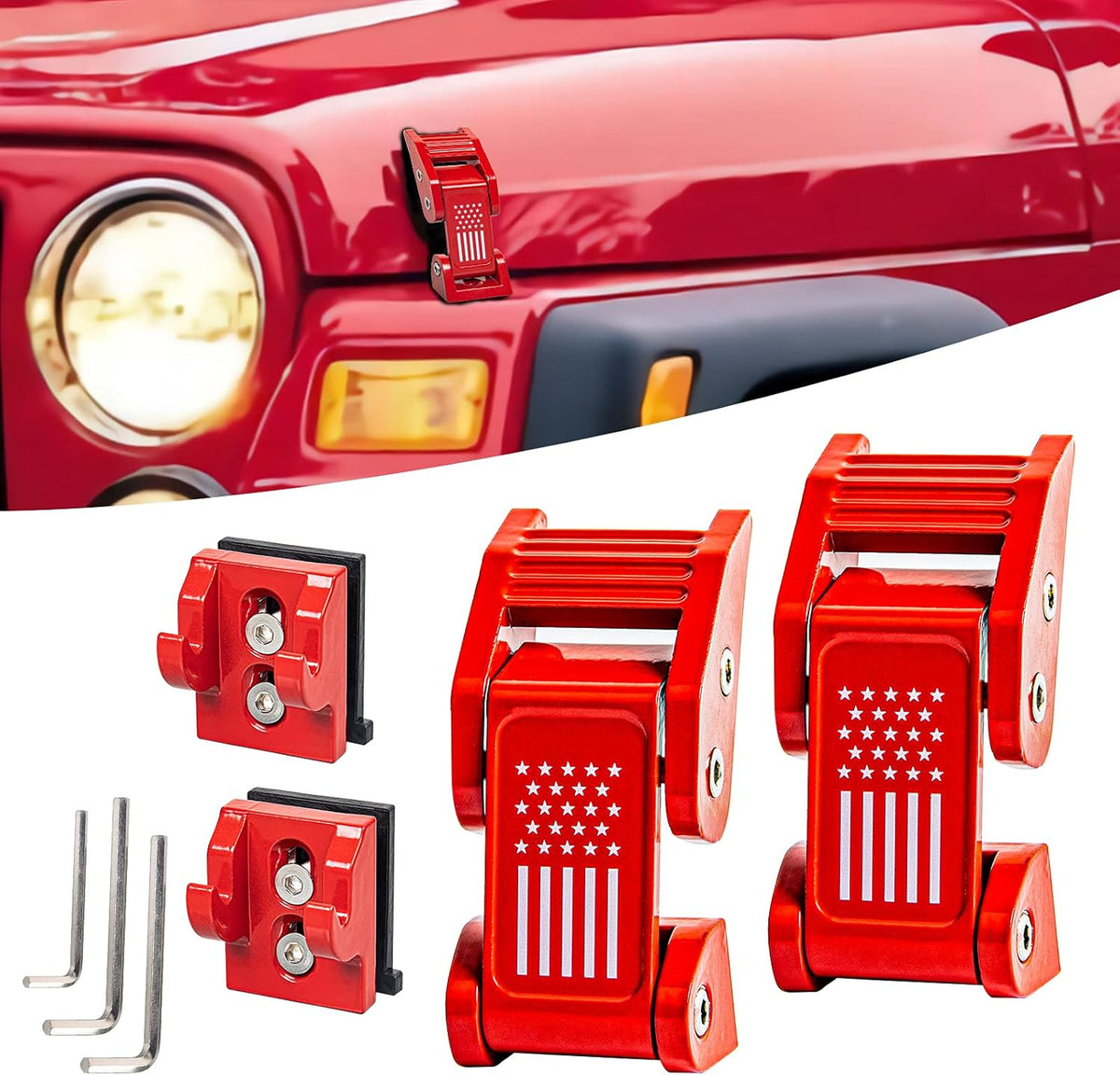 Hood Latches for Jeep Wrangler TJ 1997-2006 (Texture Black) C594329