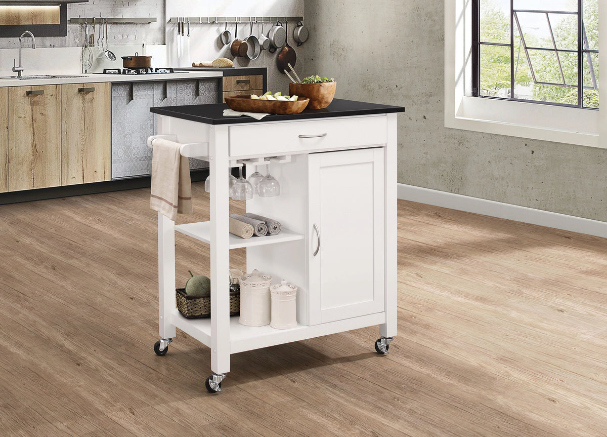 Black & White Kitchen Island with Wheels U51342