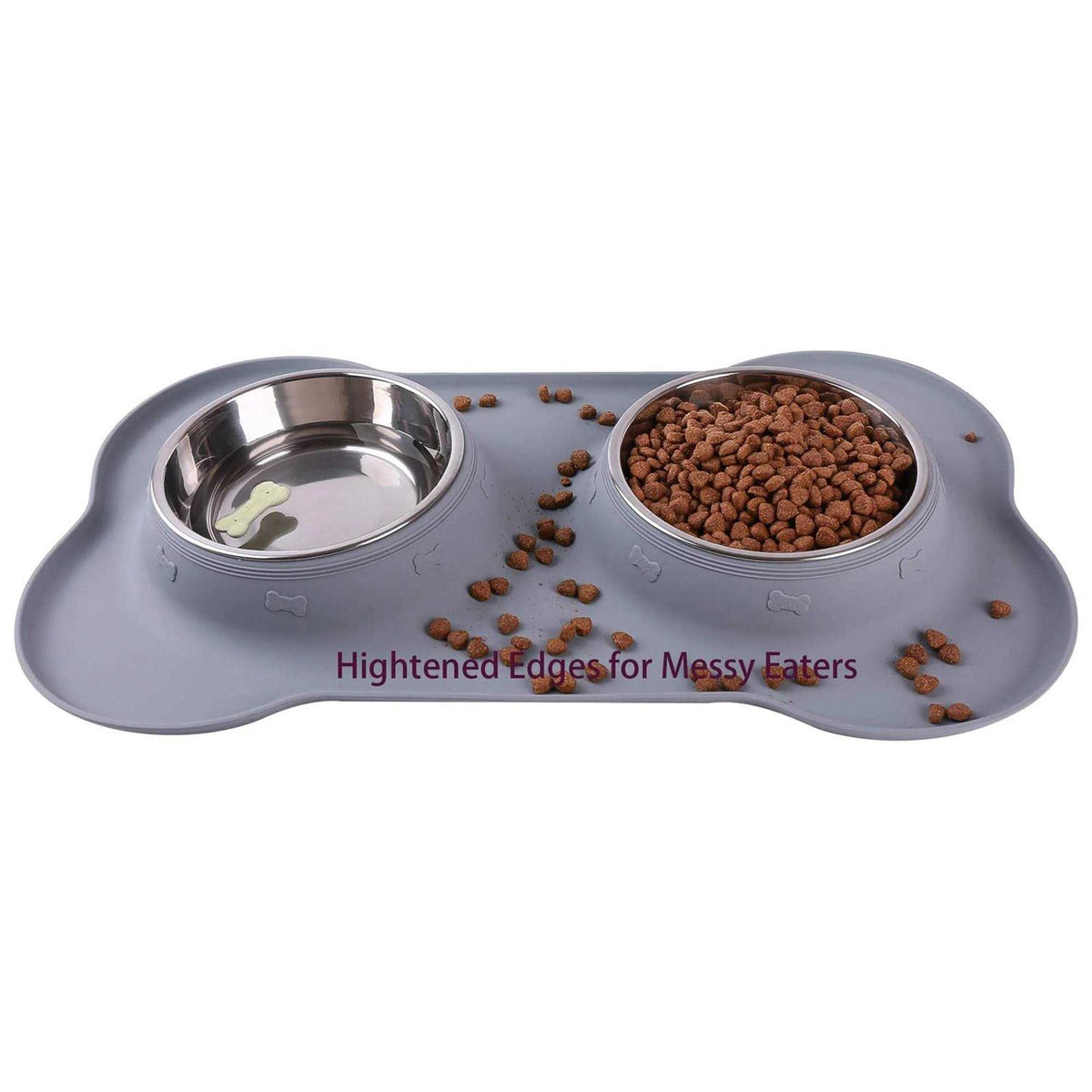 2 Stainless Steel Dog Bowls with Non-Skid Silicone Mat and Food Scoop S4551