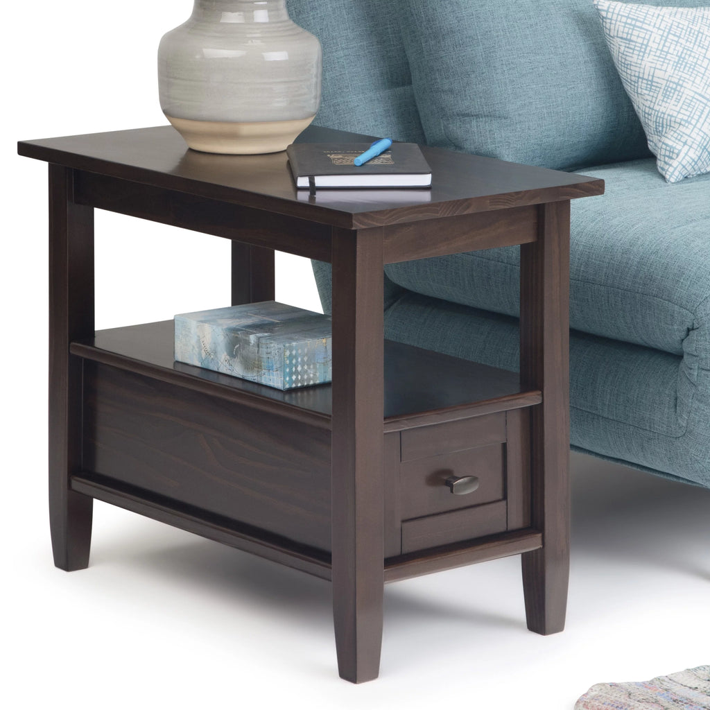 Solid Wood 14 Inch Wide Tobacco Brown Side Table T7359