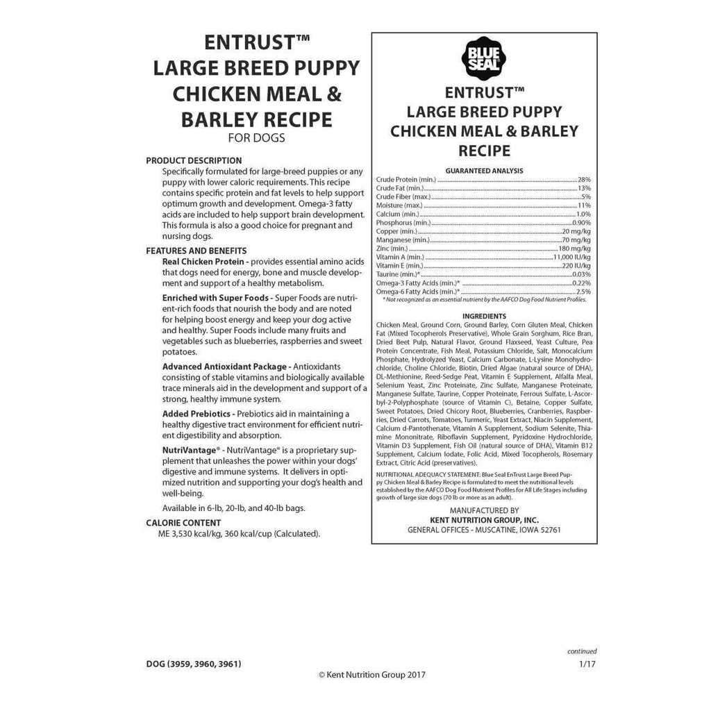 Large Breed Puppy Chicken Meal & Barley Recipe X69446