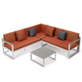 White Sectional With Adjustable Headrest & Coffee Table W3658