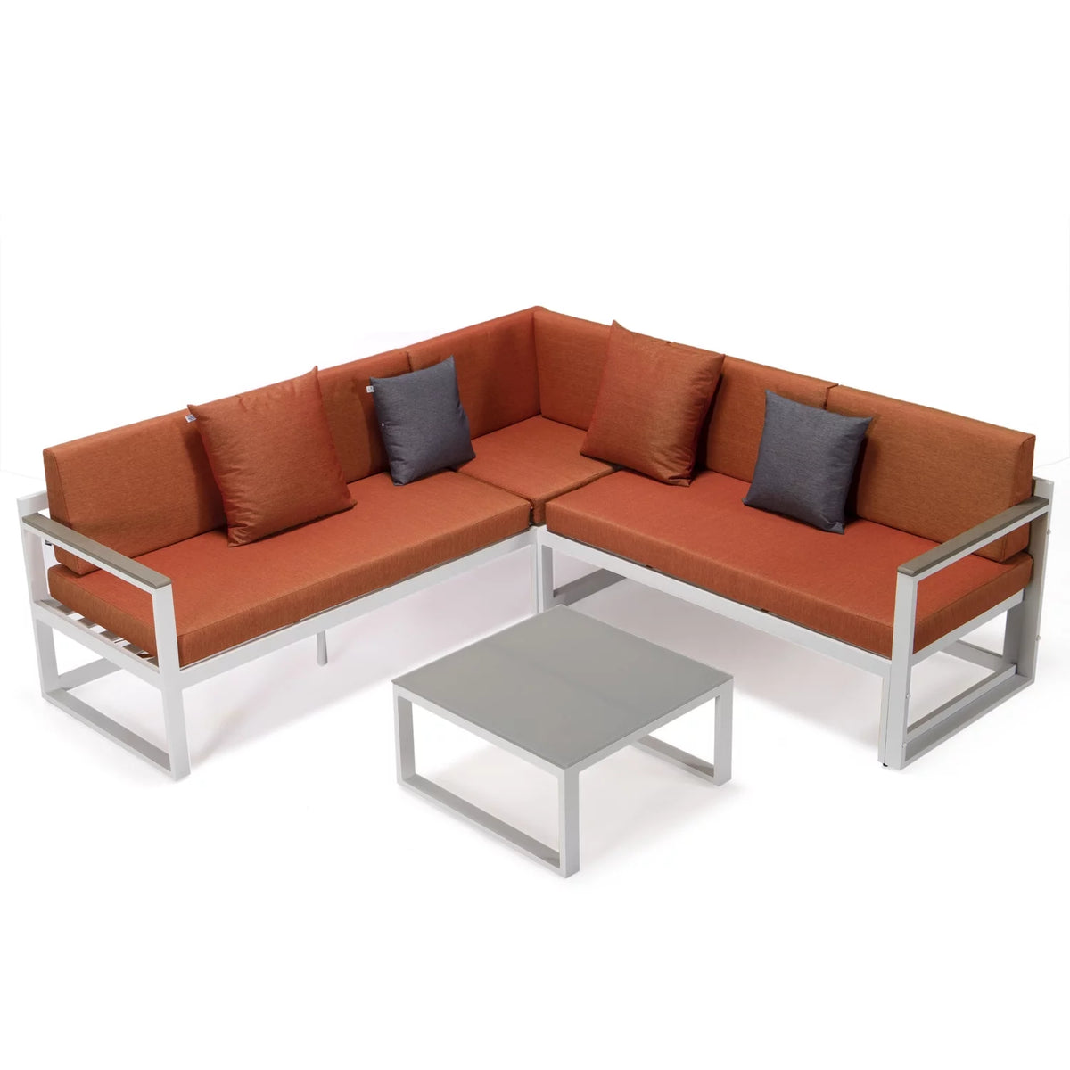 White Sectional With Adjustable Headrest & Coffee Table W3658
