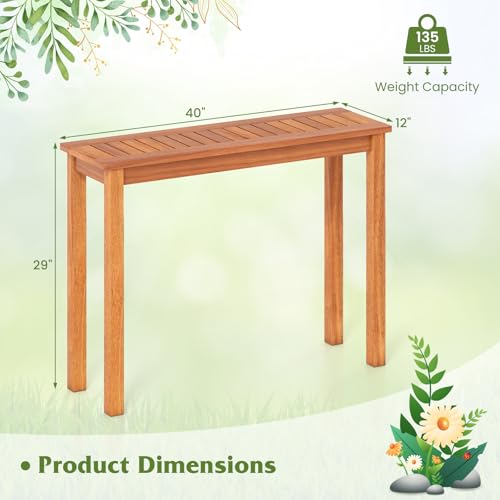 Solid Wood Narrow Dining Table with Slatted Tabletop Y11539