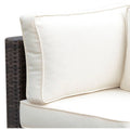 Brown and Ivory Faux Rattan Corner Chair with Cushions U7339