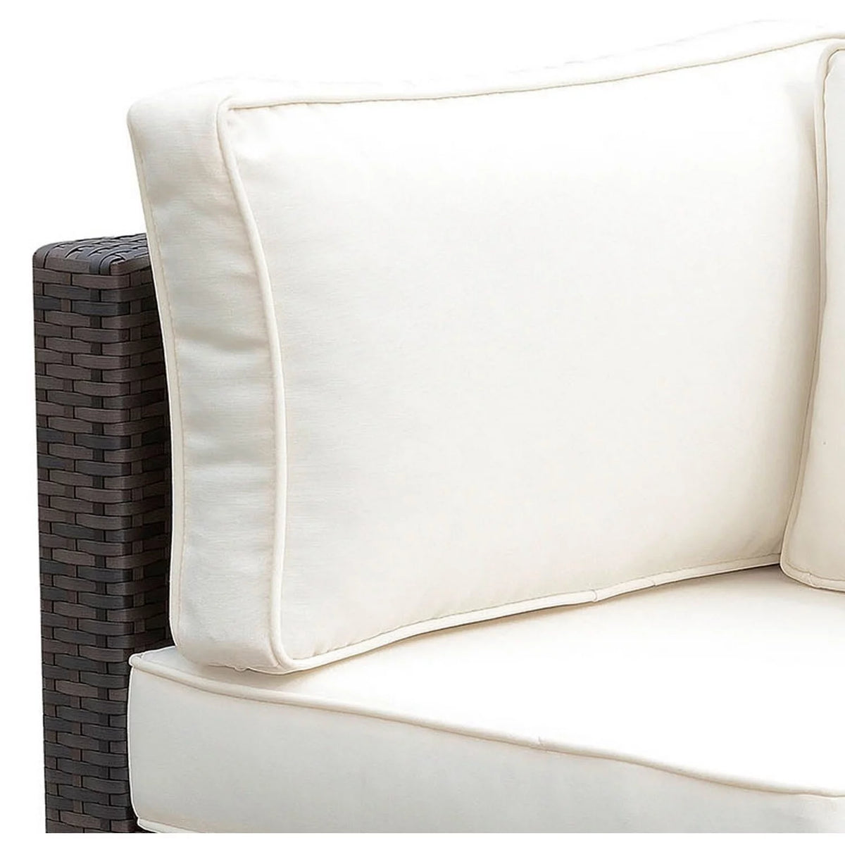 Brown and Ivory Faux Rattan Corner Chair with Cushions U7339
