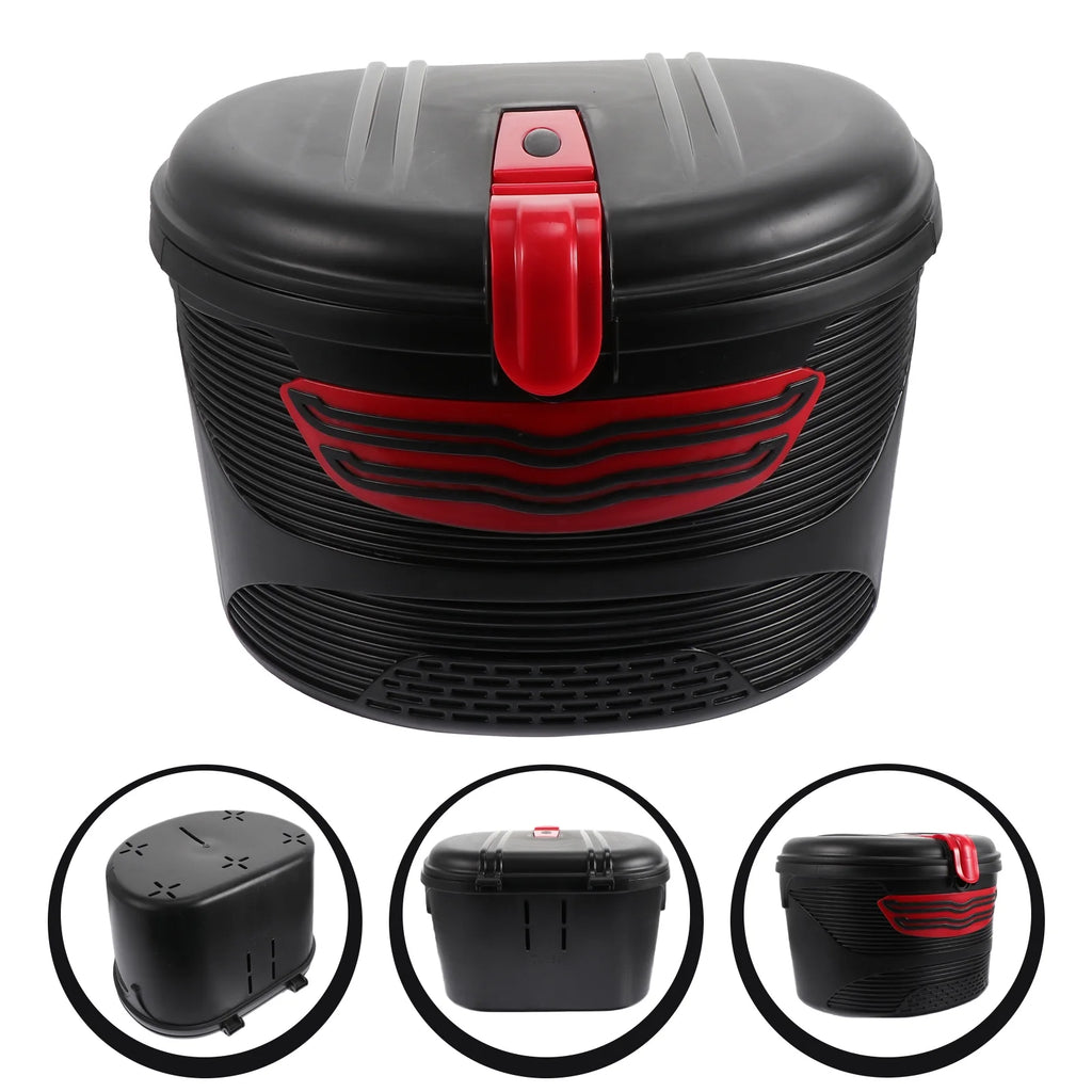 Red Plastic Storage Basket with Lock F825