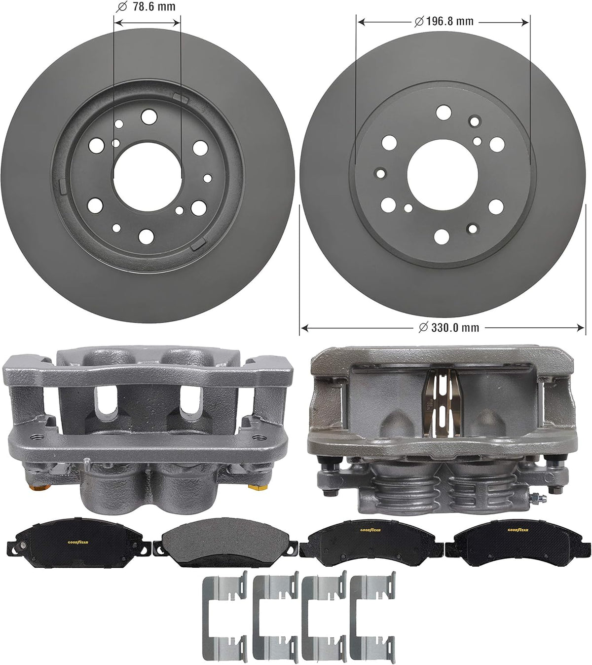 Front Brake Calipers Rotors Ceramic Pads J61613