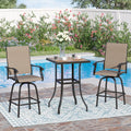 3 Piece Outdoor Bar Height Swivel Chairs and Table Bistro Set M1830