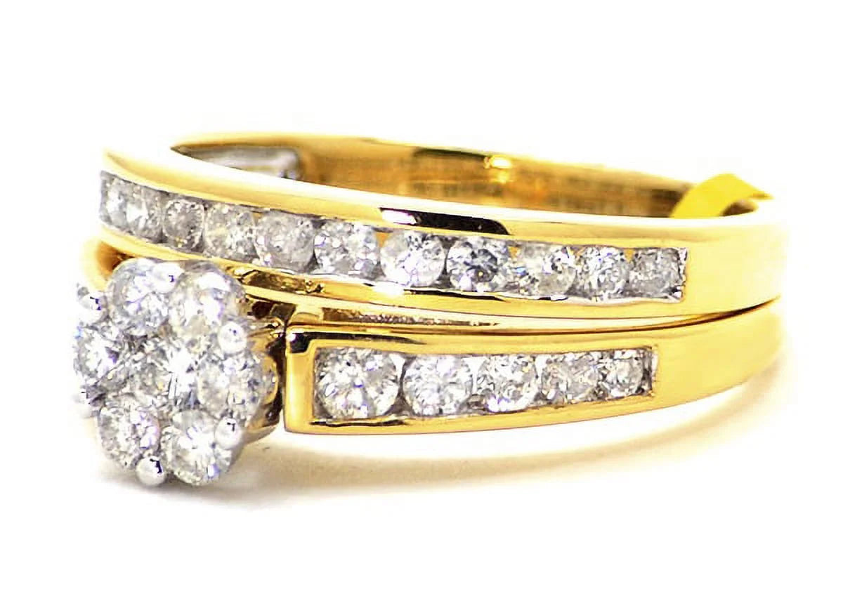 14K White Gold Real Diamond Square Cluster Engagement Ring Y2829