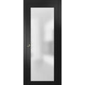 Sliding Pocket Door with Frosted Tempered Glass Black Matte L91700