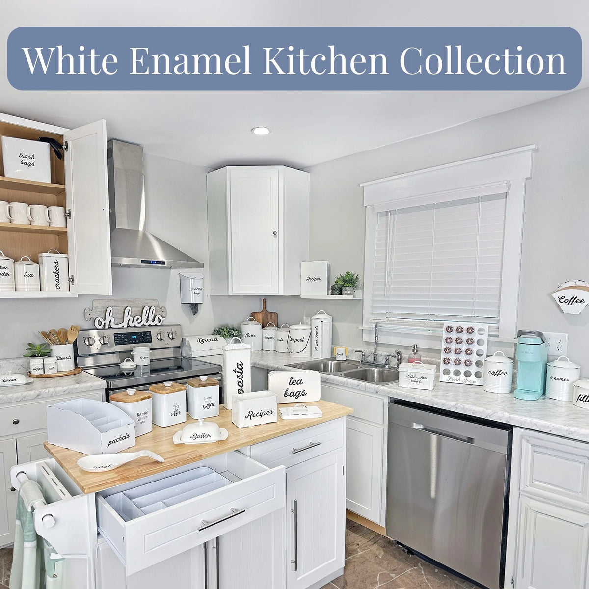 White Enamelware Cookie Jar S7660