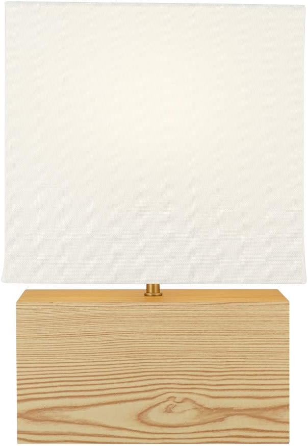 Mid-Century Modern Table Lamp with Square Shade, Blond Wood/Antique Brass J546015