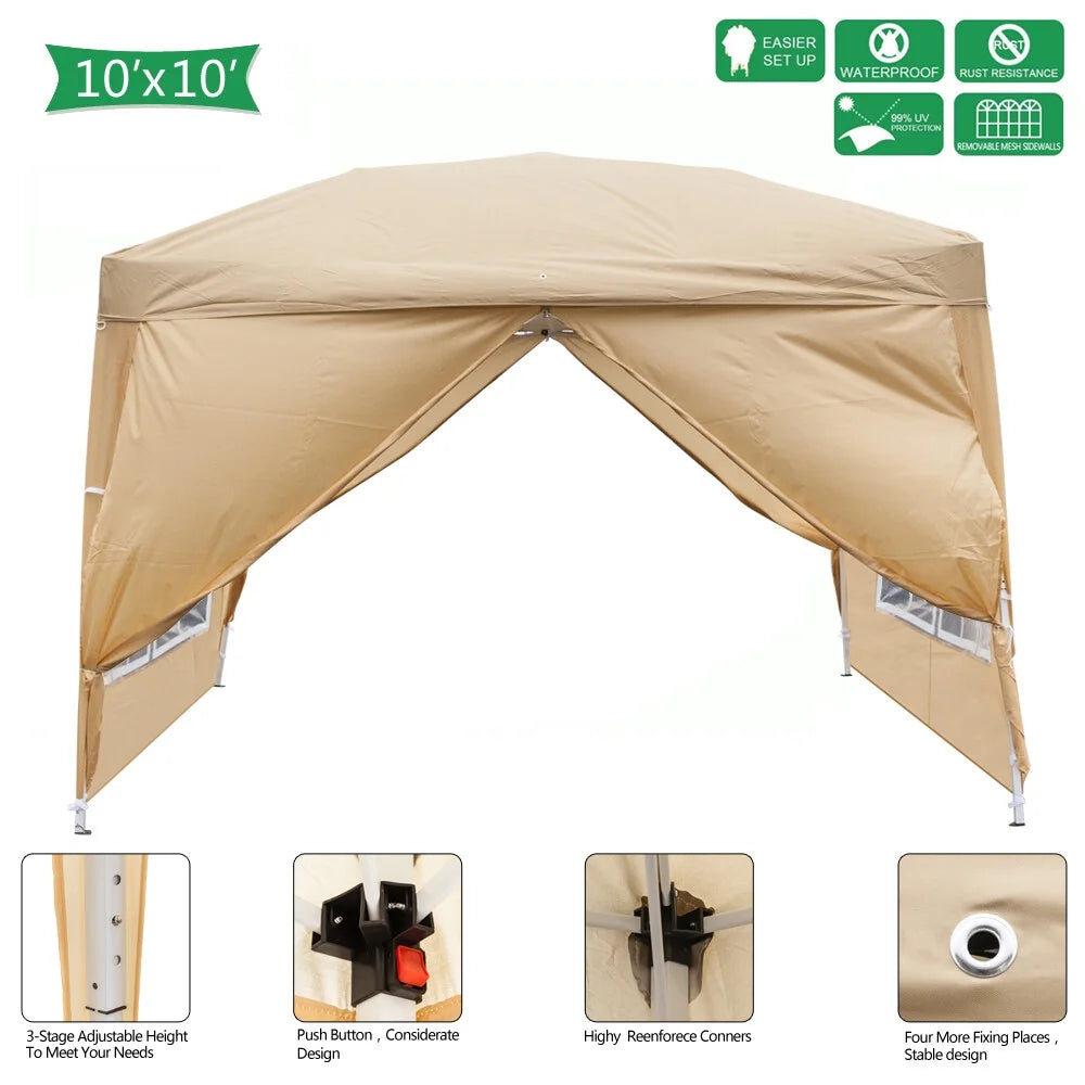 10' x 10' Pop-up Waterproof Canopy Tent with Carry Bag L14846