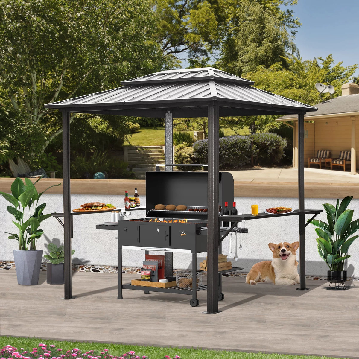 8' 6" Aluminum Grill Gazebo with Shelves H849399