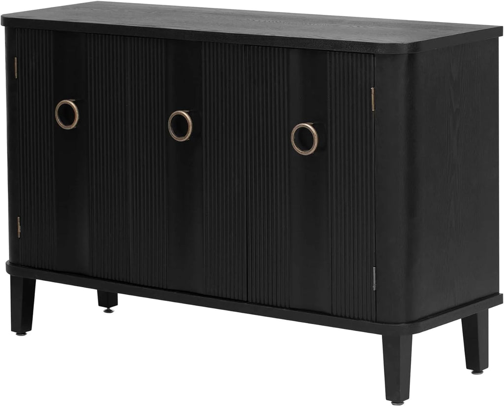 Black Storage Cabinet with 3 Doors and Adjustable Shelf I7149