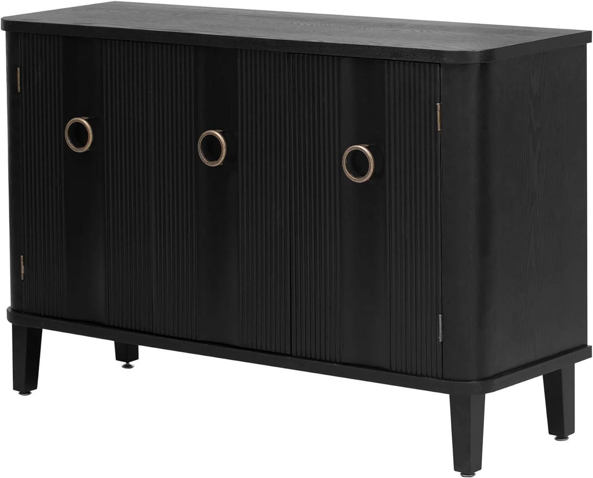 Black Storage Cabinet with 3 Doors and Adjustable Shelf I7149