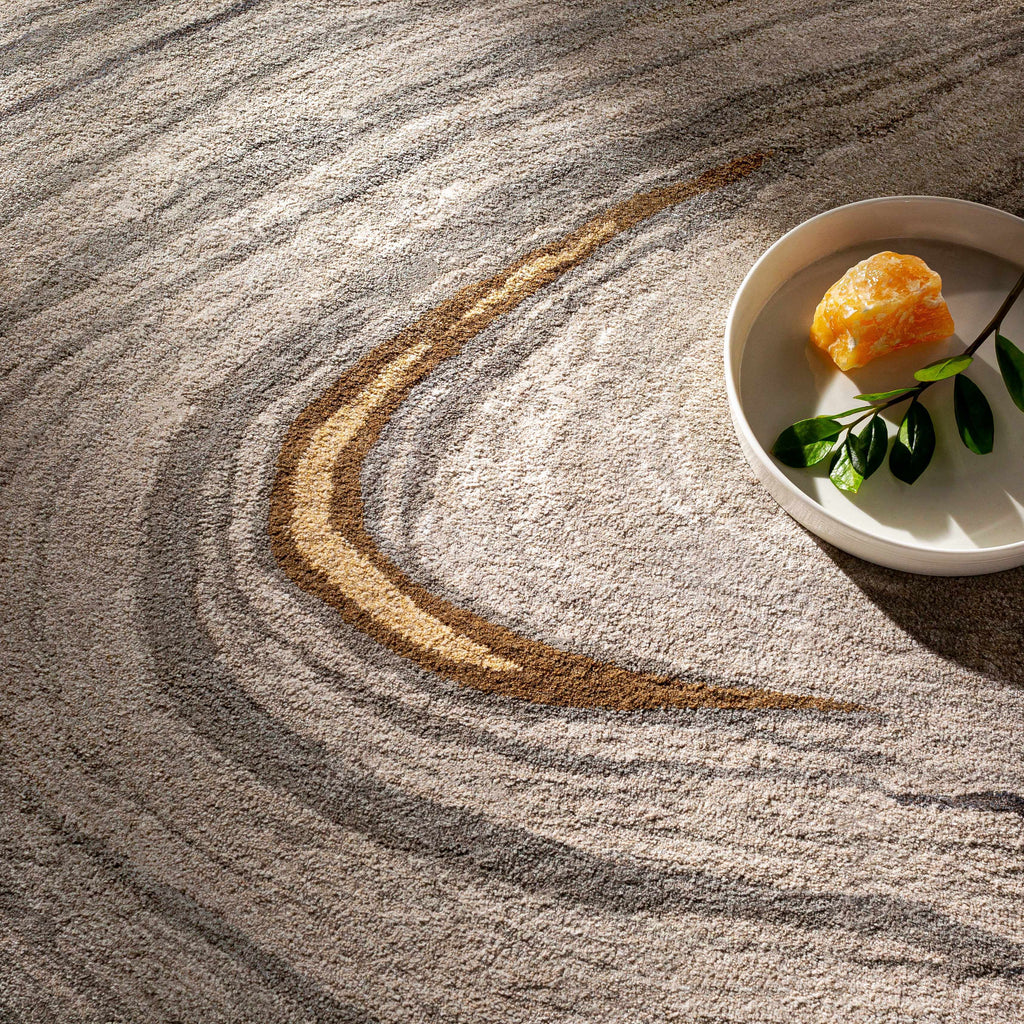 Gray Brown Round Area Rug U2155