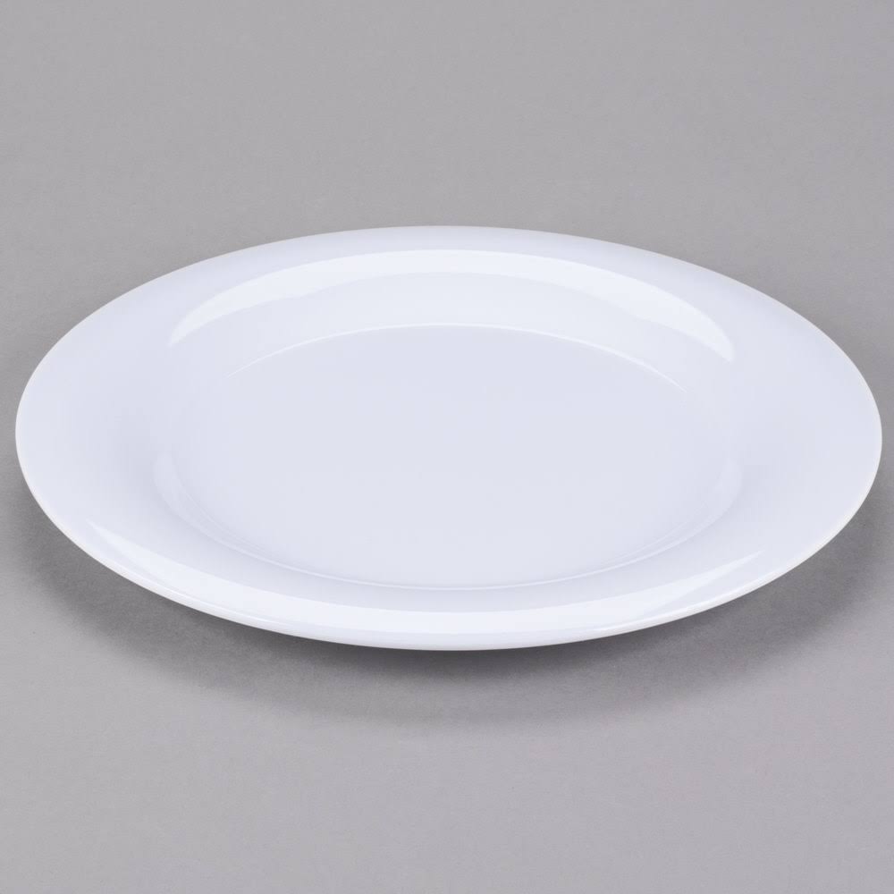 White Wide Rim Melamine Plate - 12/Case S46685