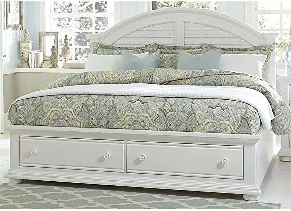 King Storage Bed in Oyster White J731
