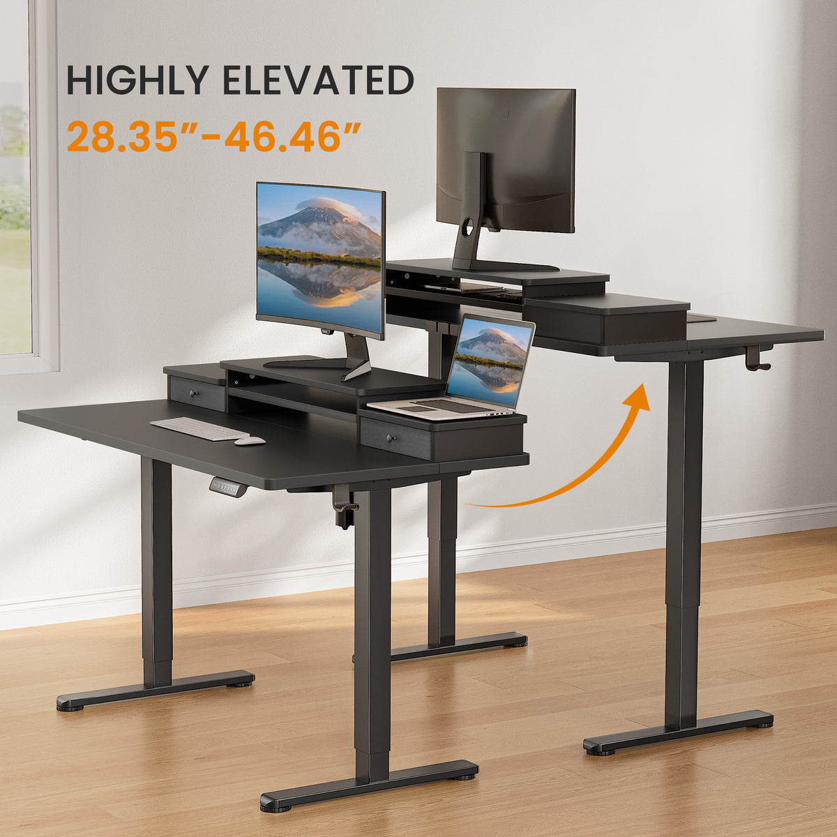 Black Electric Standing Desk with Drawer I45306