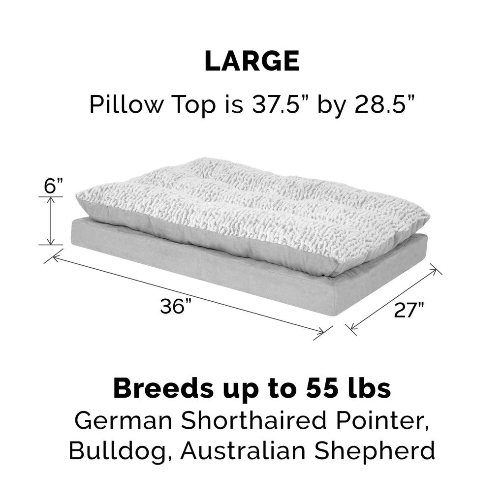 Orthopedic Pillow Top Mattress Pet Bed, Gray, Large C3011