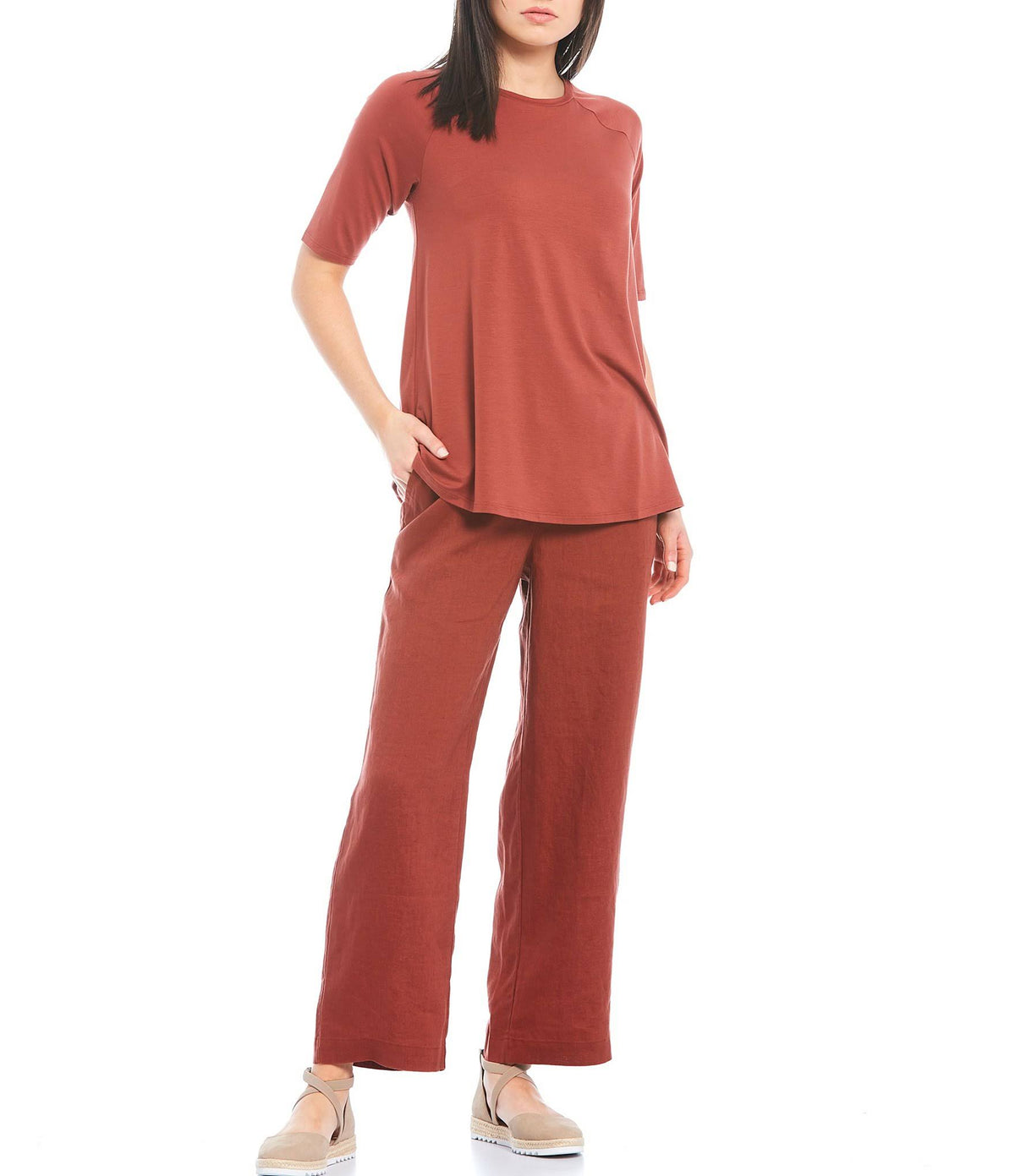Organic Linen Ankle Straight Leg Pant H386
