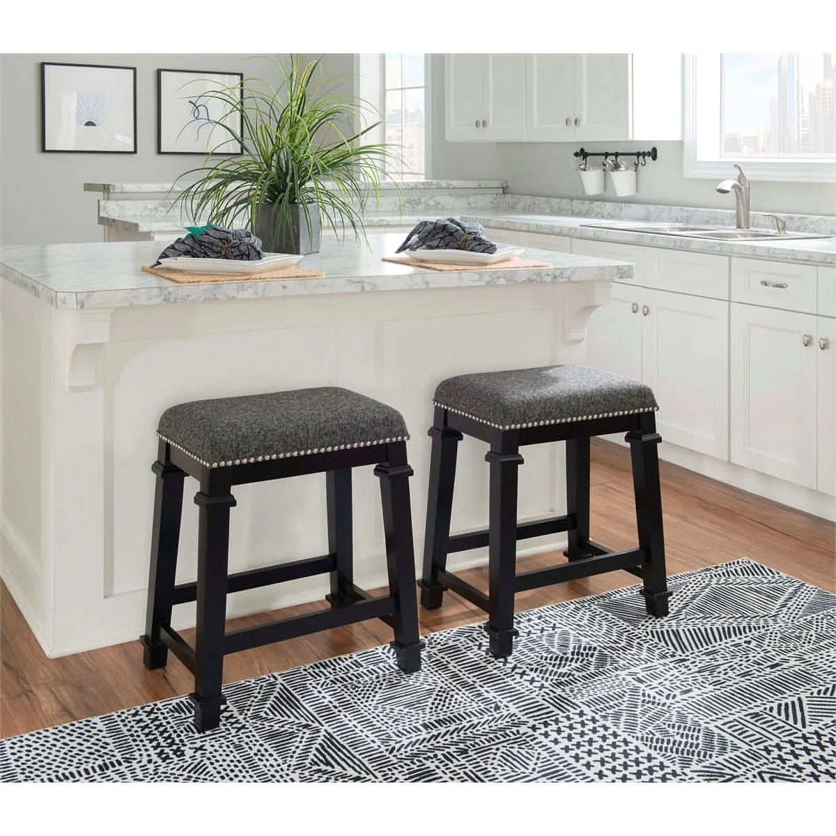Black Wood Backless Counter Stool P463797