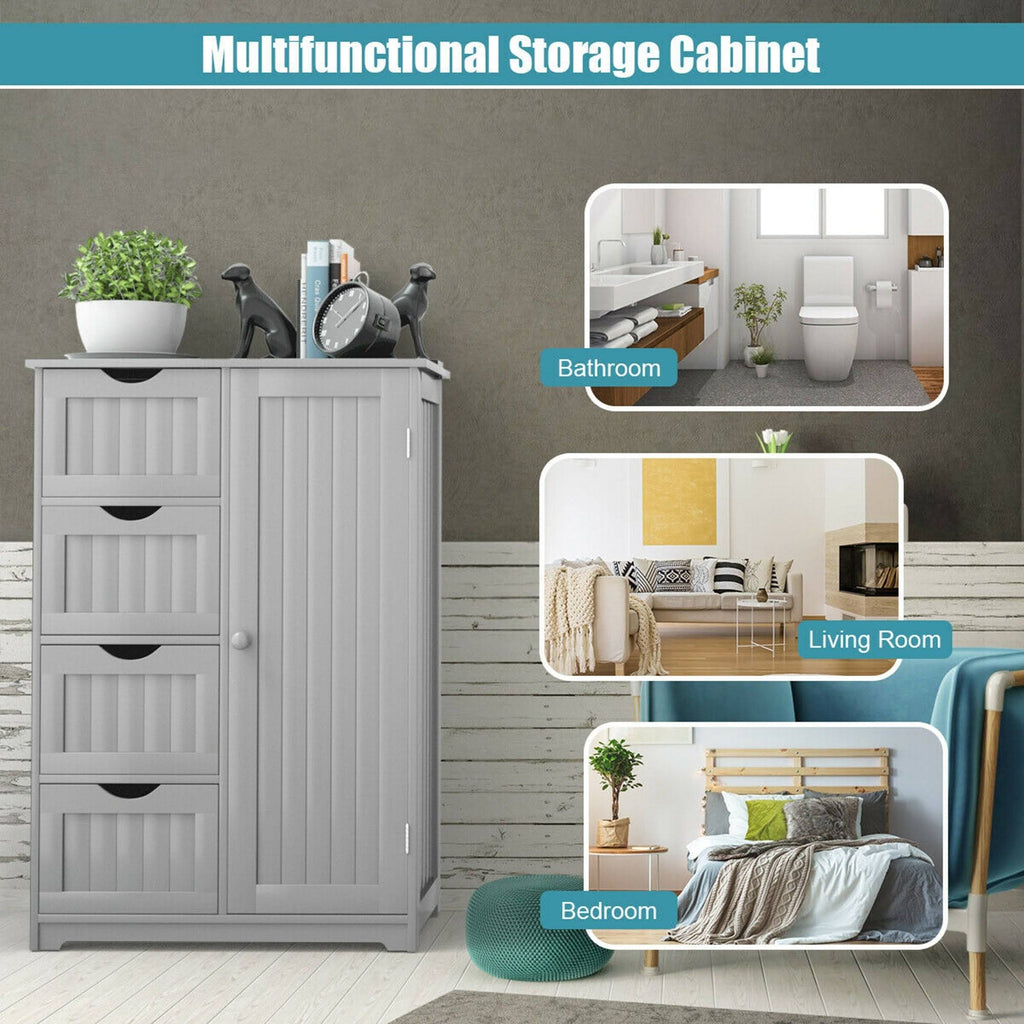Grey Wooden 4 Drawer Bathroom Floor Cabinet M87712
