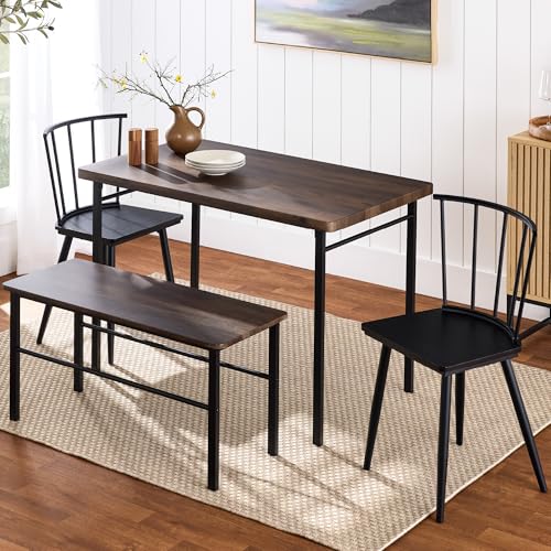 4-Piece Dining Table Set with 2 Chairs and Bench Q99470