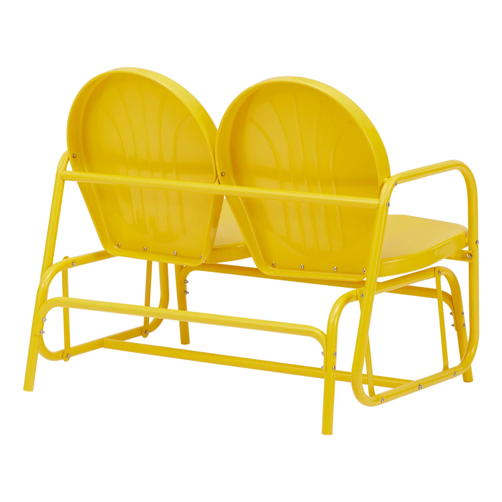 Retro Red Outdoor Steel Glider Loveseat R799
