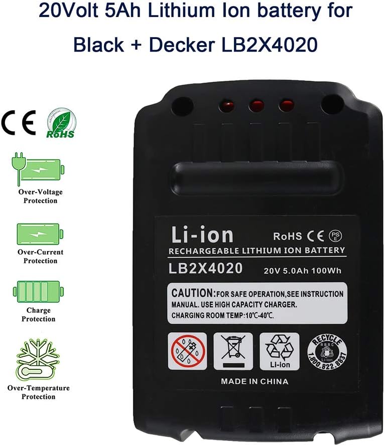20V 5.0Ah Replacement Battery and Charger Pack of 2 A113745