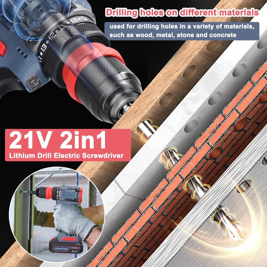 Electric Drill 2in1 Lithium Screwdriver Power Tool C585004