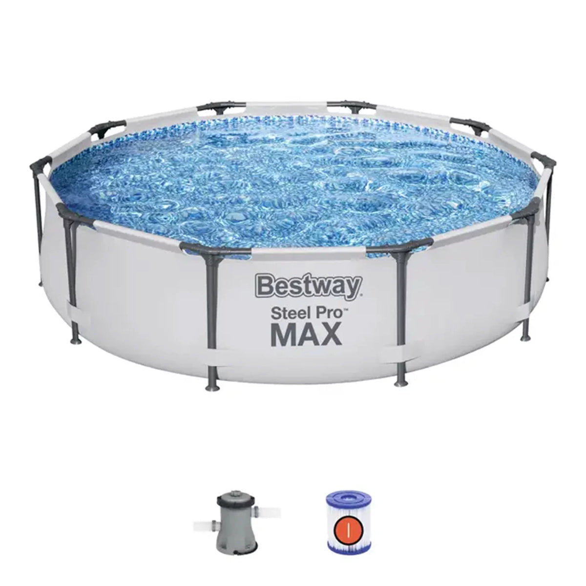 10'x30 Round Metal Frame Above Ground Swimming Pool with Pump K769916