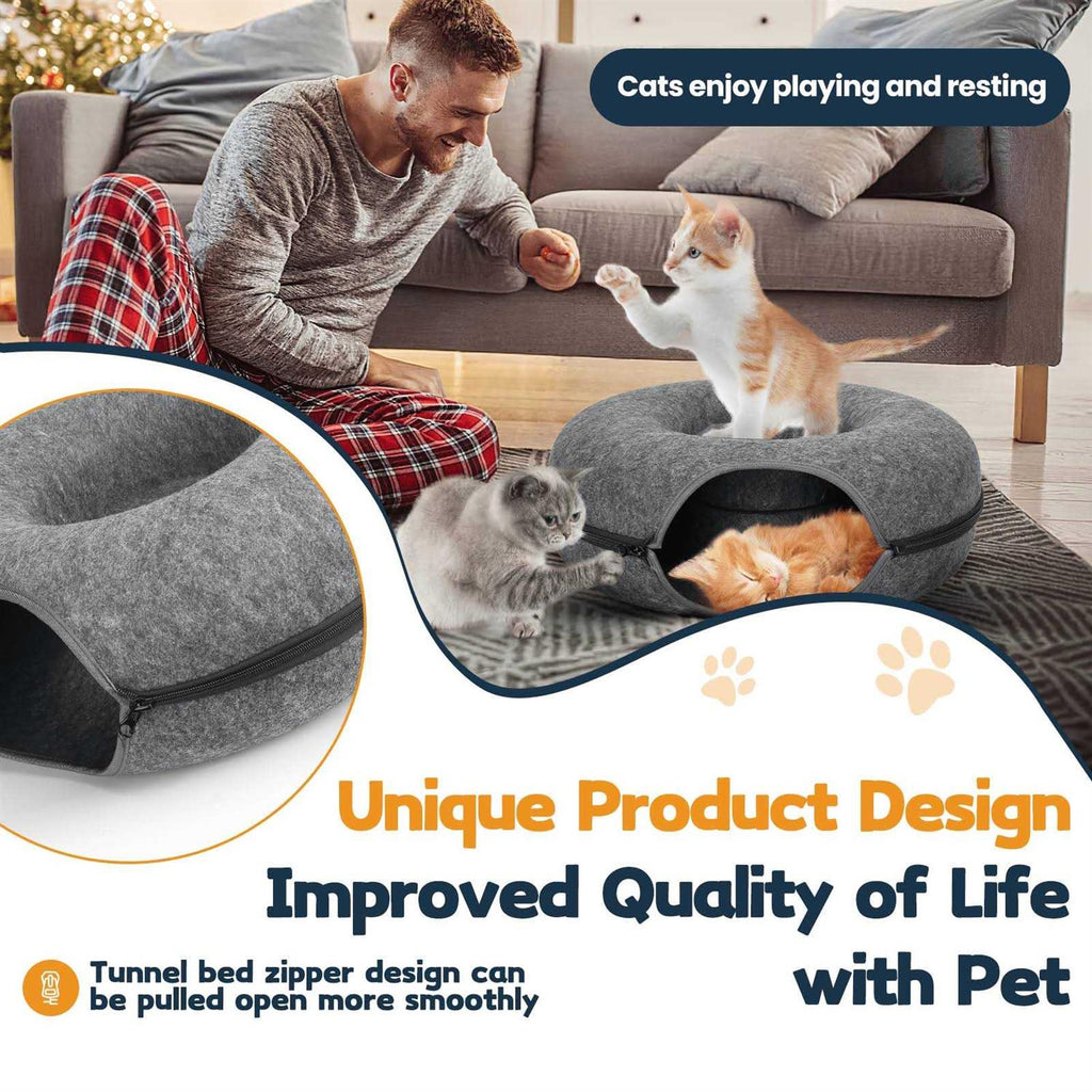 Cat Tunnel Bed with Pet Blanket G7531
