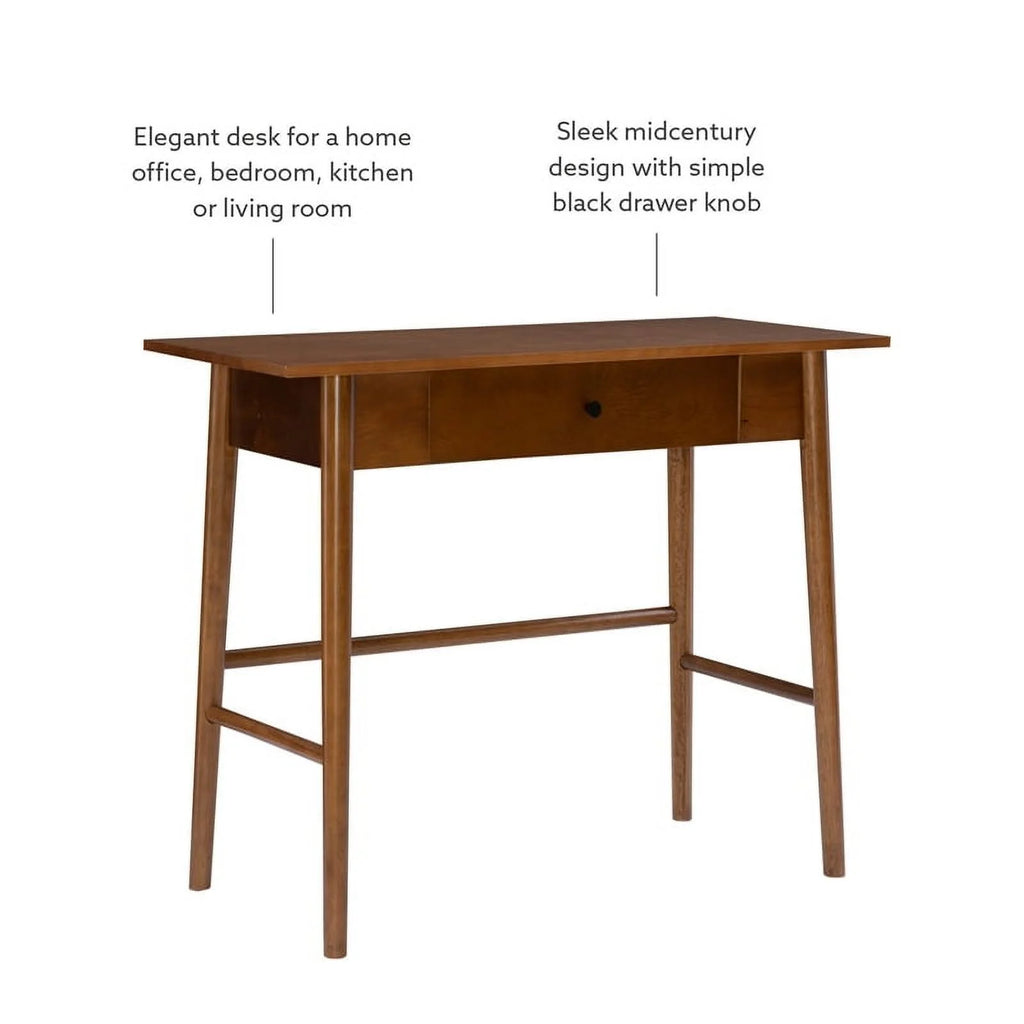 Mid-Century Wood/Metal Office Desk in Walnut Brown J641