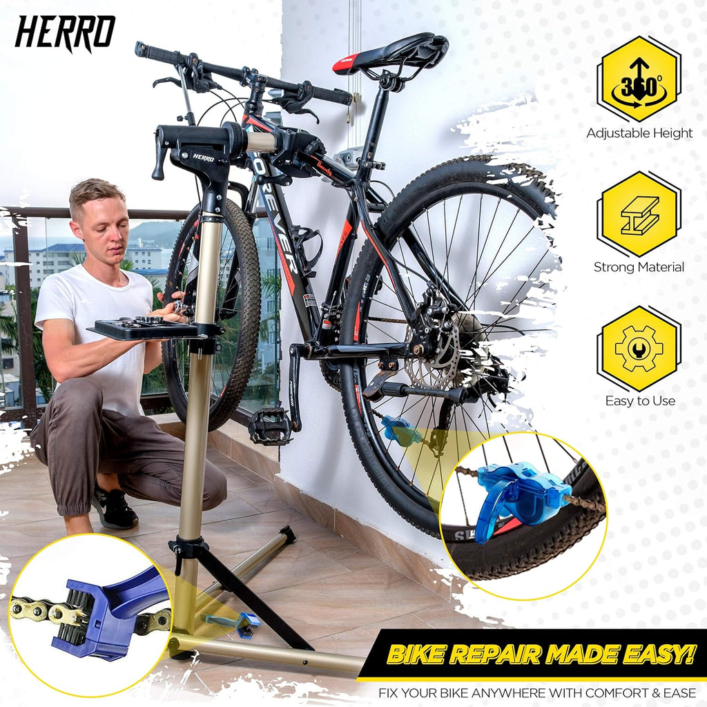 Bike Repair Stand with Foldable Tool Plate, 66 lbs Capacity D522