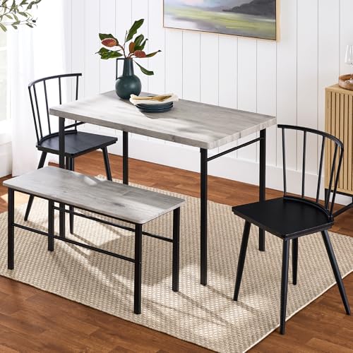 4-Piece Dining Table Set with 2 Chairs and Bench Q99470