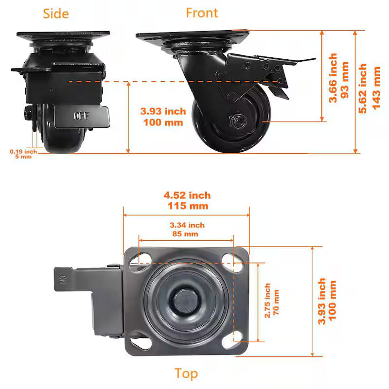 4 in. Caster Kit for Welded Steel Garage Base Cabinets G153575