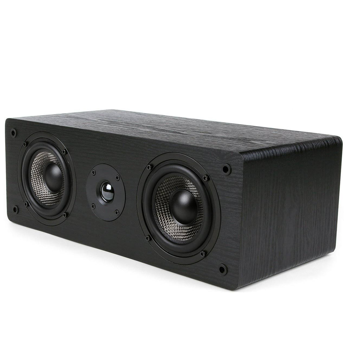 Center Channel Speaker with Dual 4-Inch Carbon Fiber Woofer and Silk Dome Tweeter (Black) X983805