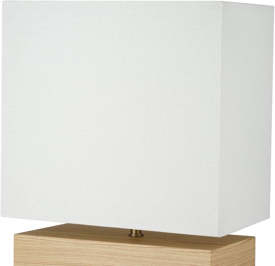 Mid-Century Modern Table Lamp with Square Shade, Blond Wood/Antique Brass J546015