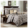 Black 6 Piece Quilted Coverlet Set King Cal King Q6292