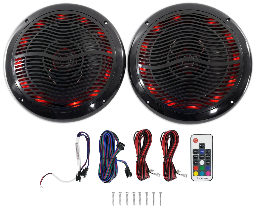 6.5" LED Swivel Marine Wakeboard Speakers with Amplifier and Amp Kit B9349