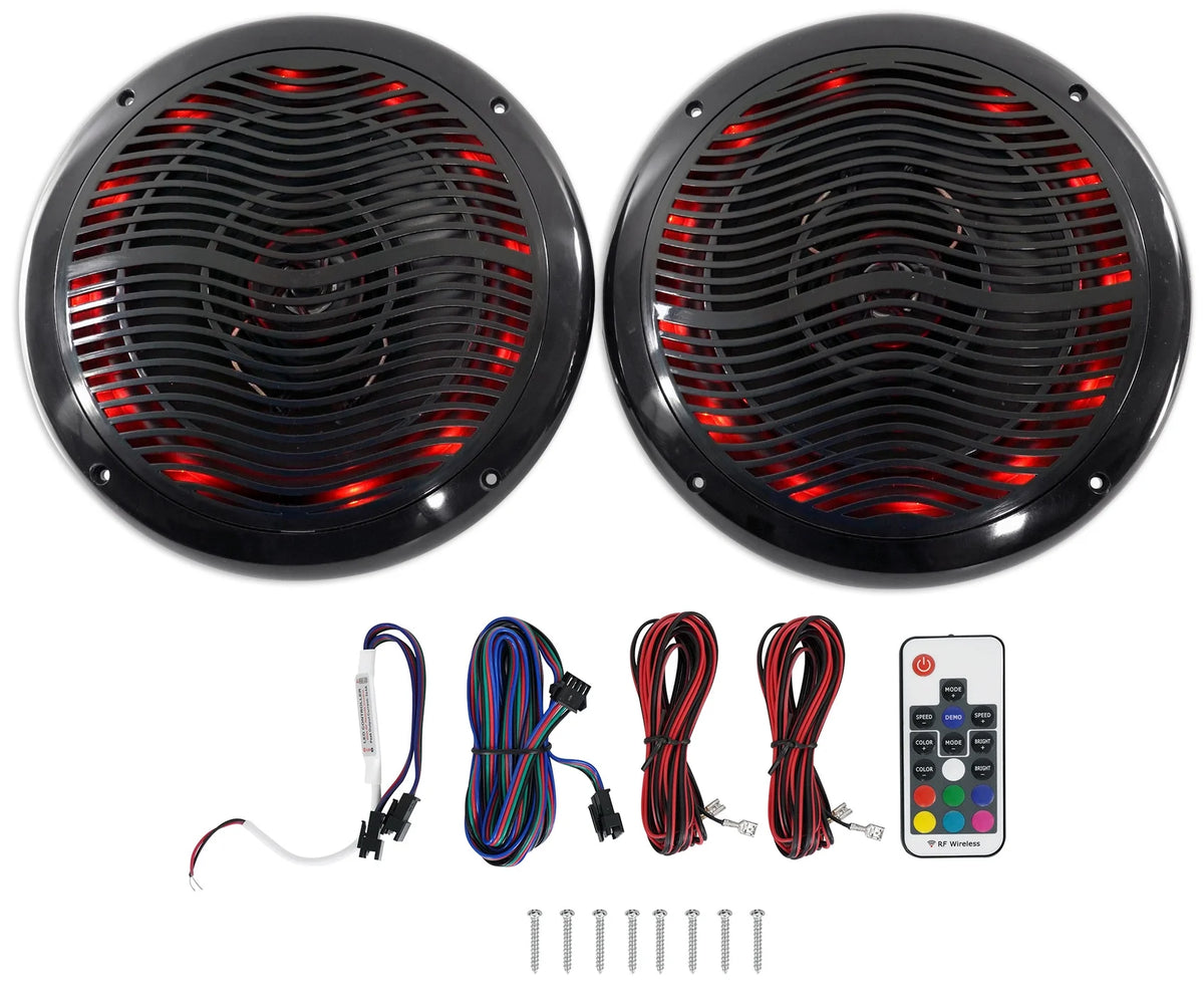 6.5" LED Swivel Marine Wakeboard Speakers with Amplifier and Amp Kit B9349