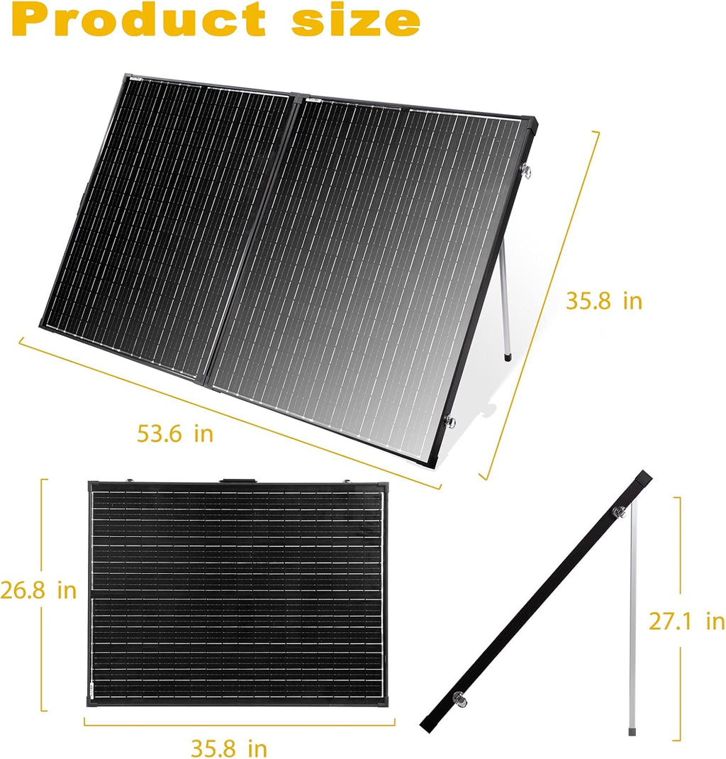200 Watt 12 Volt Monocrystalline Portable Foldable Solar Panel Suitcase with Waterproof 30A Charger Controller B92842