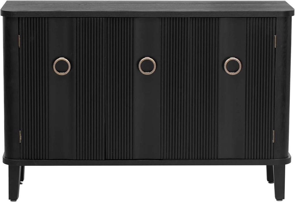 Black Storage Cabinet with 3 Doors and Adjustable Shelf I7149